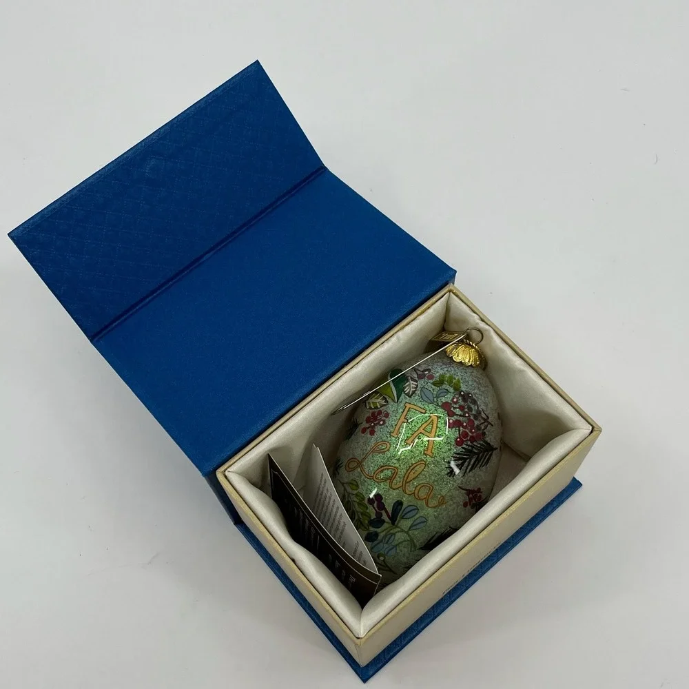 Pier 1 Li Bien Fa La La Ornament 2017 Hand Painted Glass Christmas Boxed